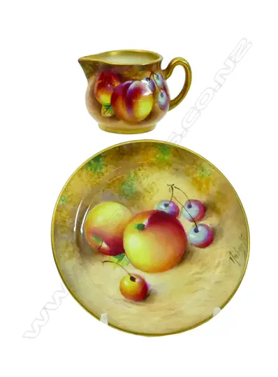 Two Royal Worcester miniature hand painted items Image 1++