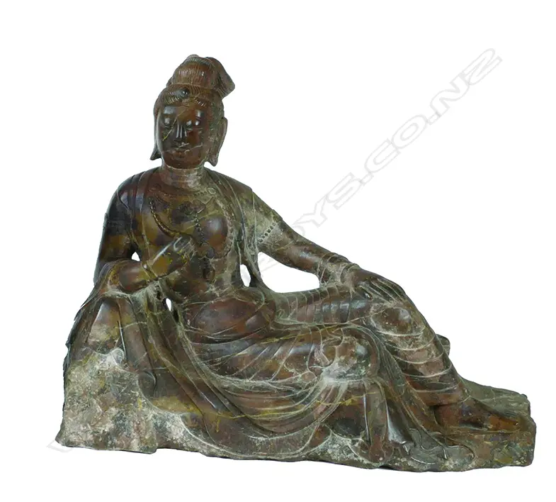 A Chinese carved mottled red stone Kuanyin statuette Image 1++