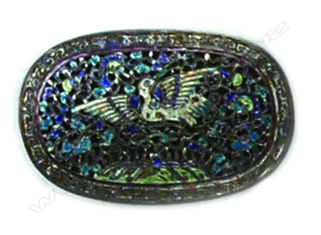 A Chinese silver and enamel buckle Image 1++