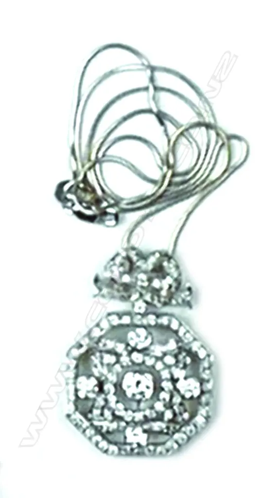 An impressive vintage belle epoque style platinum and diamond pendant on later fine 18ct white gold chain Image 1++