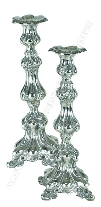 A pair of German silver baroque style candlesticks Image 1++
