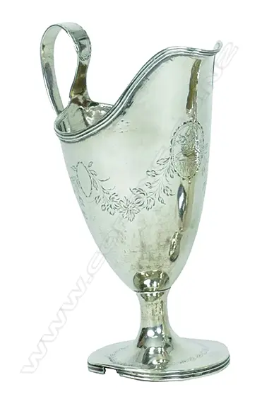 An 18thC silver helmet shaped cream jug Image 1++