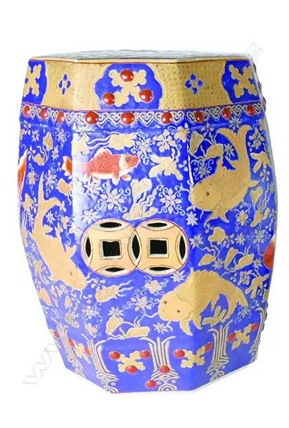 Two Chinese ceramic garden stools Image 1++
