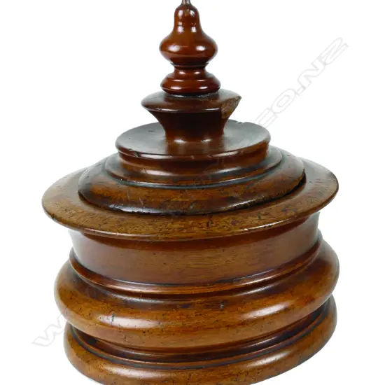 A 19thC turned wooden lidded box