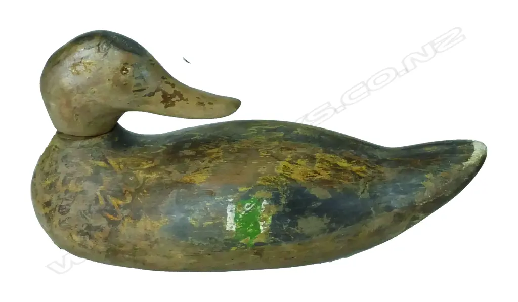 An original 16½" carved heart cedar mason hen mallard decoy Image 1++
