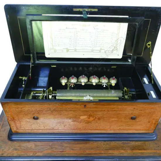 A rare large 19thC Swiss interchangeable cylinder music box
