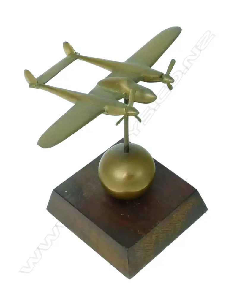 A brass model of a WWII Lockheed Lightning P-38 long range fighter Image 1++