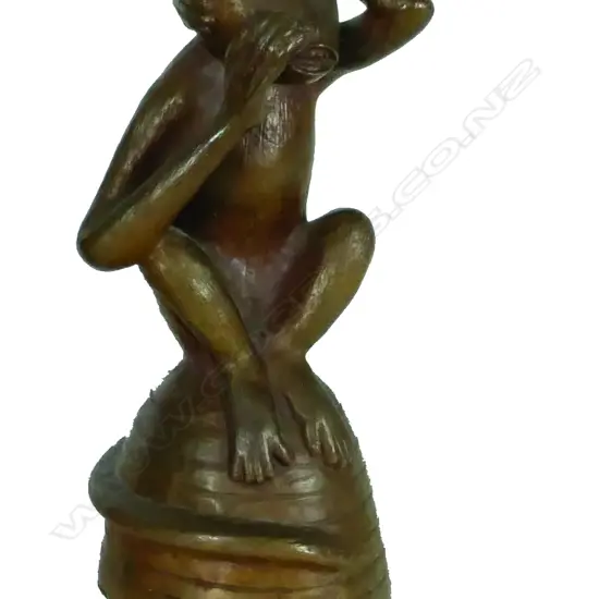 An allegorical bronze statuette  'Simia Politicus Novae Seelandiae'  signed with initials PFC and dated 1980
