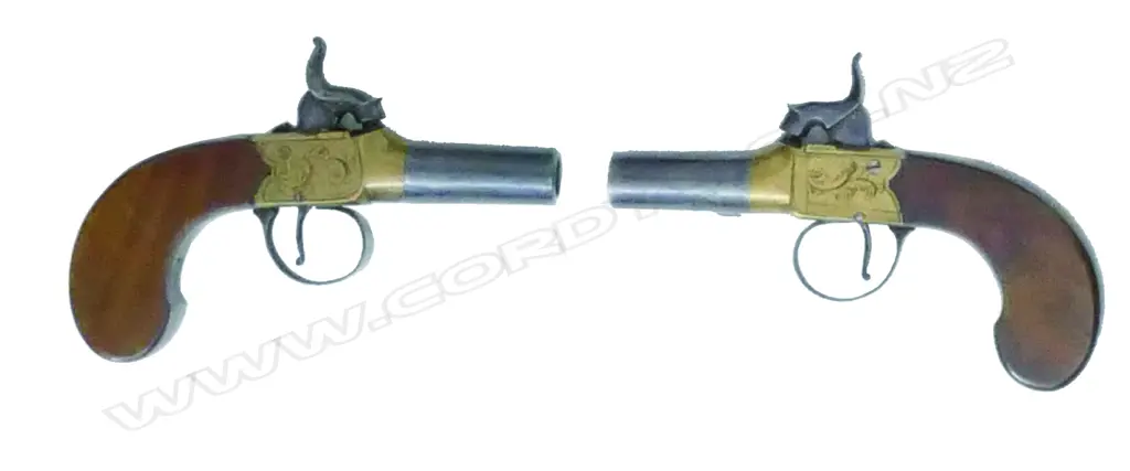 A good pair of 19thC small percussion pistols Image 1++