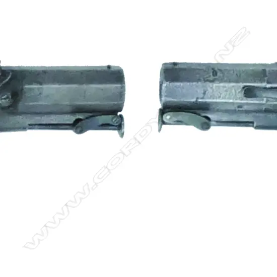 A pair of 19thC short barrelled large bore percussion pistols by Thomas Monck of Stamford