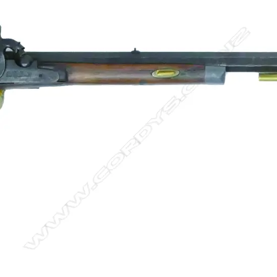 An antique American Great Plains muzzle loading hunting rifle