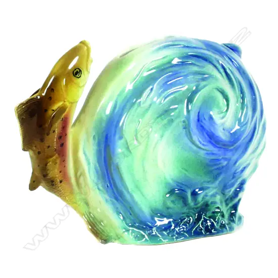 A Titian pottery brown trout jug