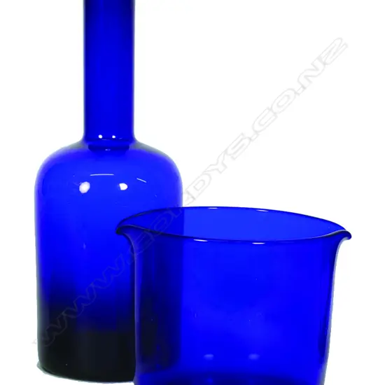 A Bristol blue glass rinser and carafe