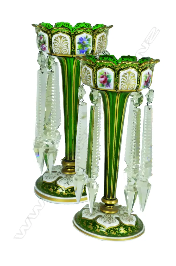 A pair of Victorian Bohemian glass lustre vases Image 1++