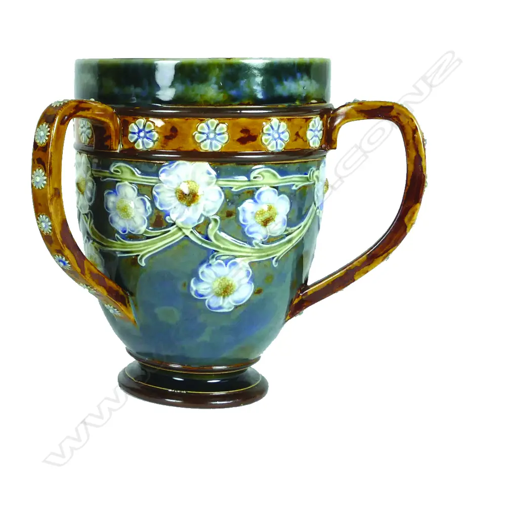 A c.1900 Royal Doulton stoneware Art Nouveau loving cup Image 1++