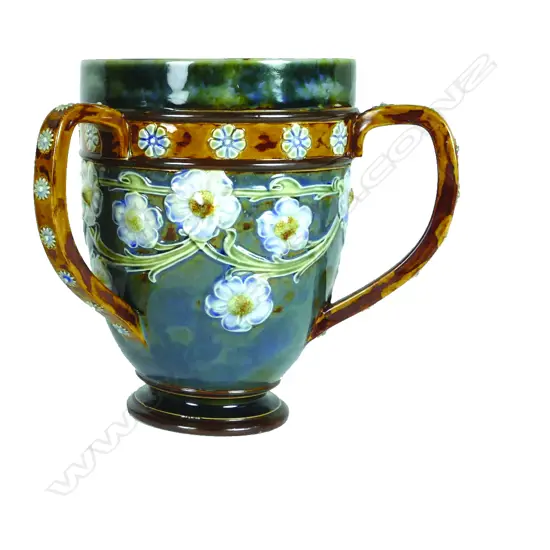 A c.1900 Royal Doulton stoneware Art Nouveau loving cup
