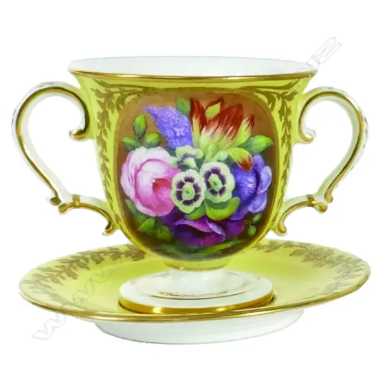 A Derby two handled cabinet cup and saucer
