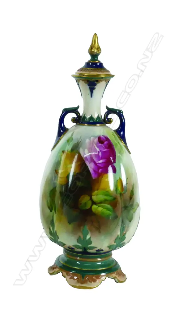 A Royal Worcester lidded urn vase Image 1++