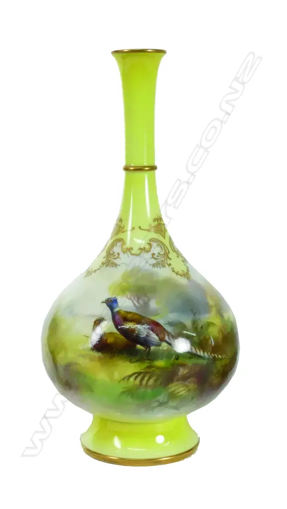 A Royal Worcester two-handled lidded urn vase. Hadley's shape F104 Image 1++