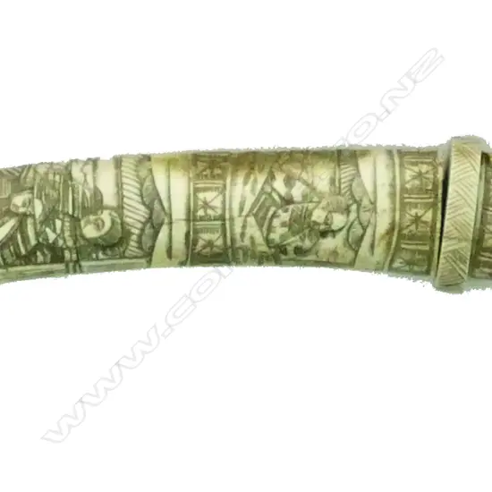 A Japanese Meiji period carved bone and steel Tanto knife