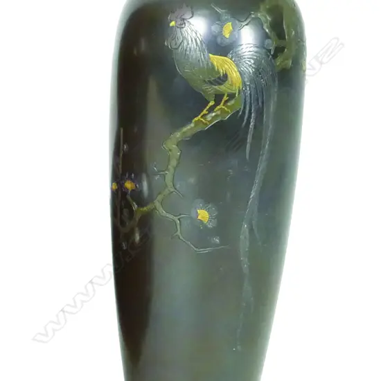 A Japanese small inlaid bronze vase from the Nogawa workshop