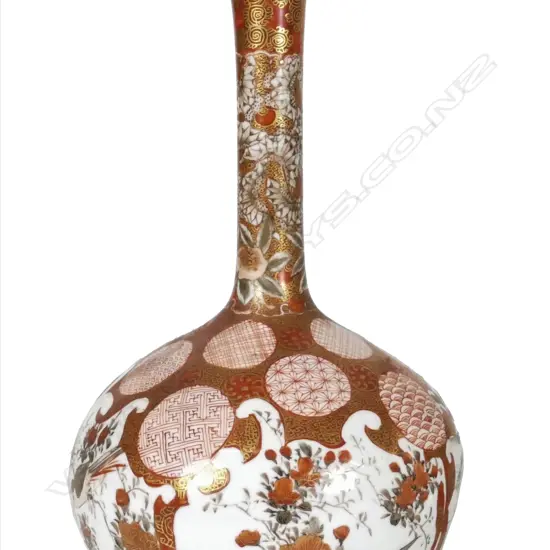 A Kutani porcelain lidded bottle vase