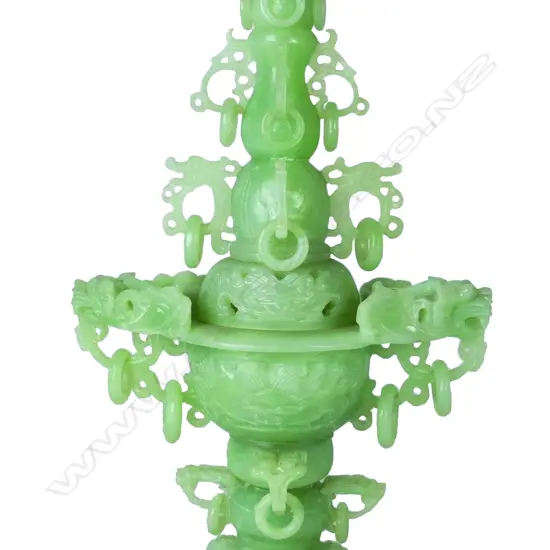 A Chinese green hardstone censer and cover