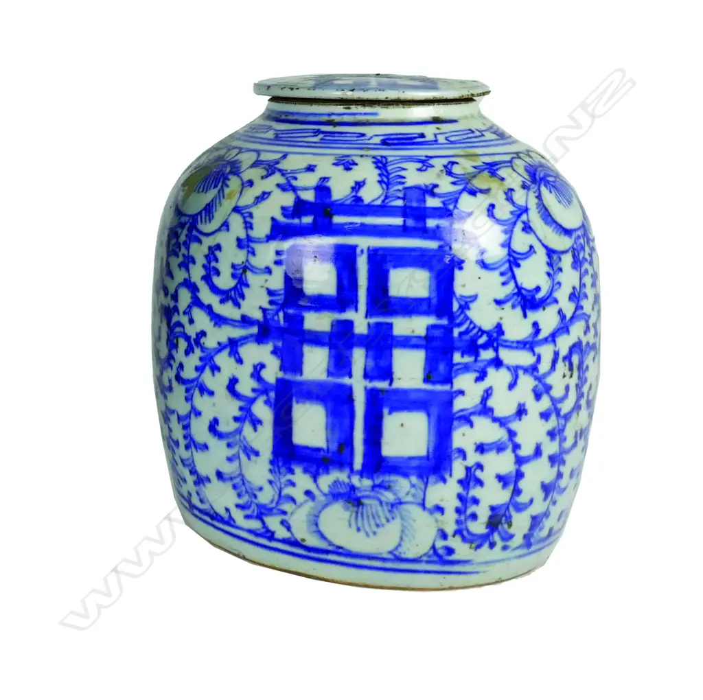 A Chinese porcelain blue and white ginger jar and cover Image 1++