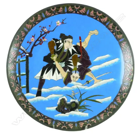 A Japanese cloisonne plate