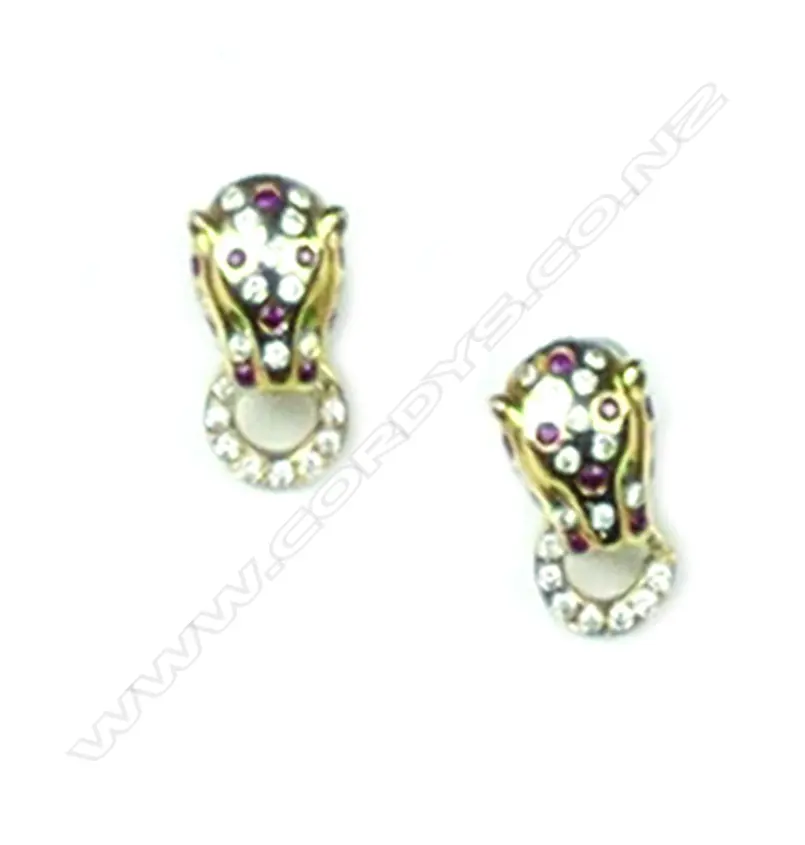 A pair of 18ct gold diamond earrings Image 1++