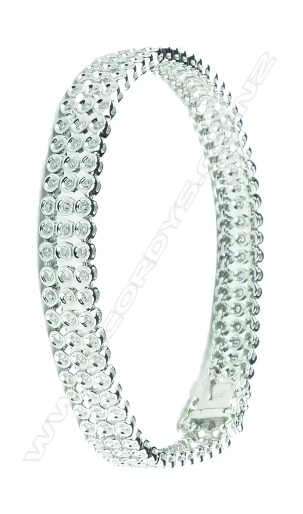 A modern ladies 18ct white gold and diamond bracelet Image 1++