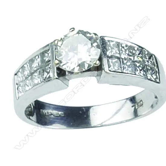 An 18ct. white gold and diamond ring