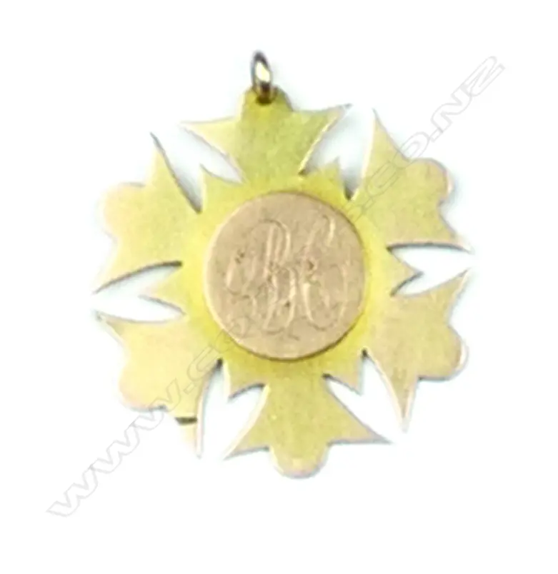 A 9ct. colonial rose gold 'Life Saving' fob medallion Image 1++