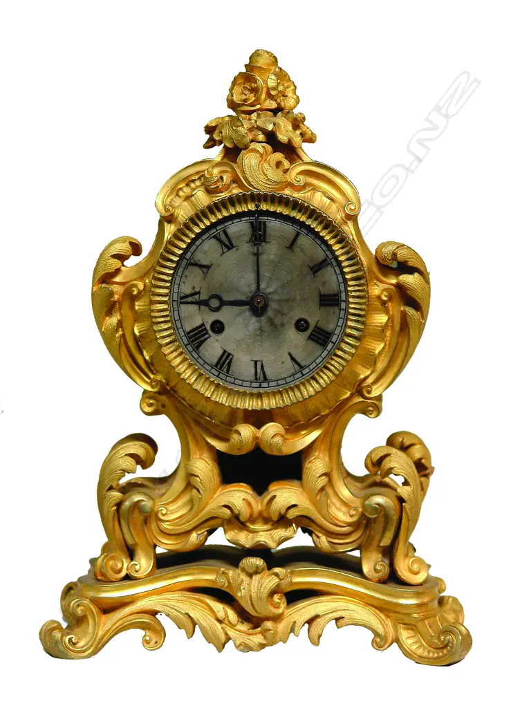 A quality 19thC French Baroque Revival gilt ormolu mantel clock Image 1++
