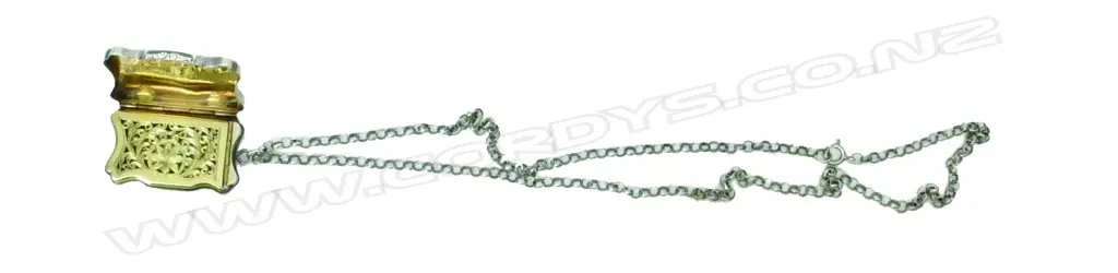 A quality Victorian silver vinaigarette on later chain Image 1++