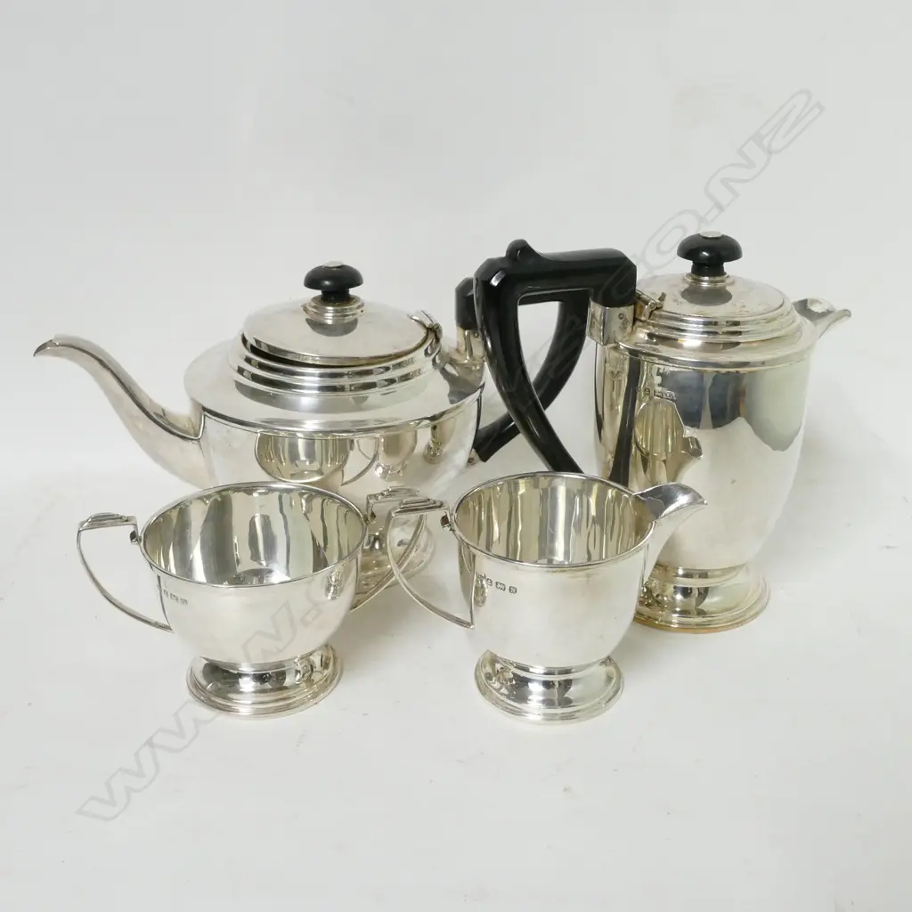 A 1930s silver Art Deco four-piece tea service Image 1++