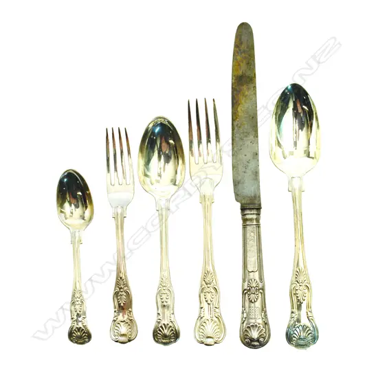 A 19thC silver 12 place double struck King's pattern cutlery service