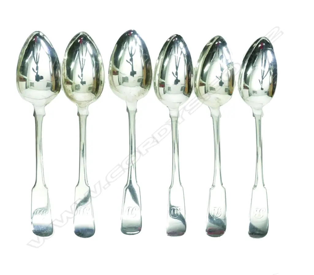 A set of six matching Scottish provincial silver dessert spoons Image 1++