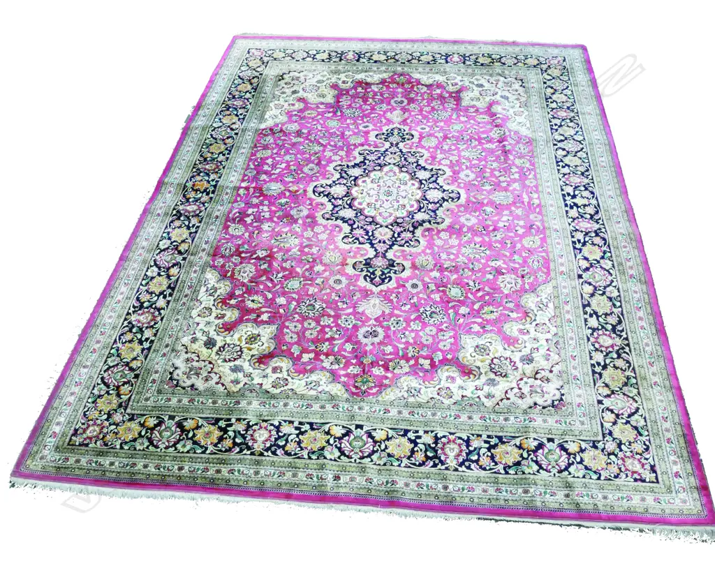 A large fine Qum all silk carpet Image 1++