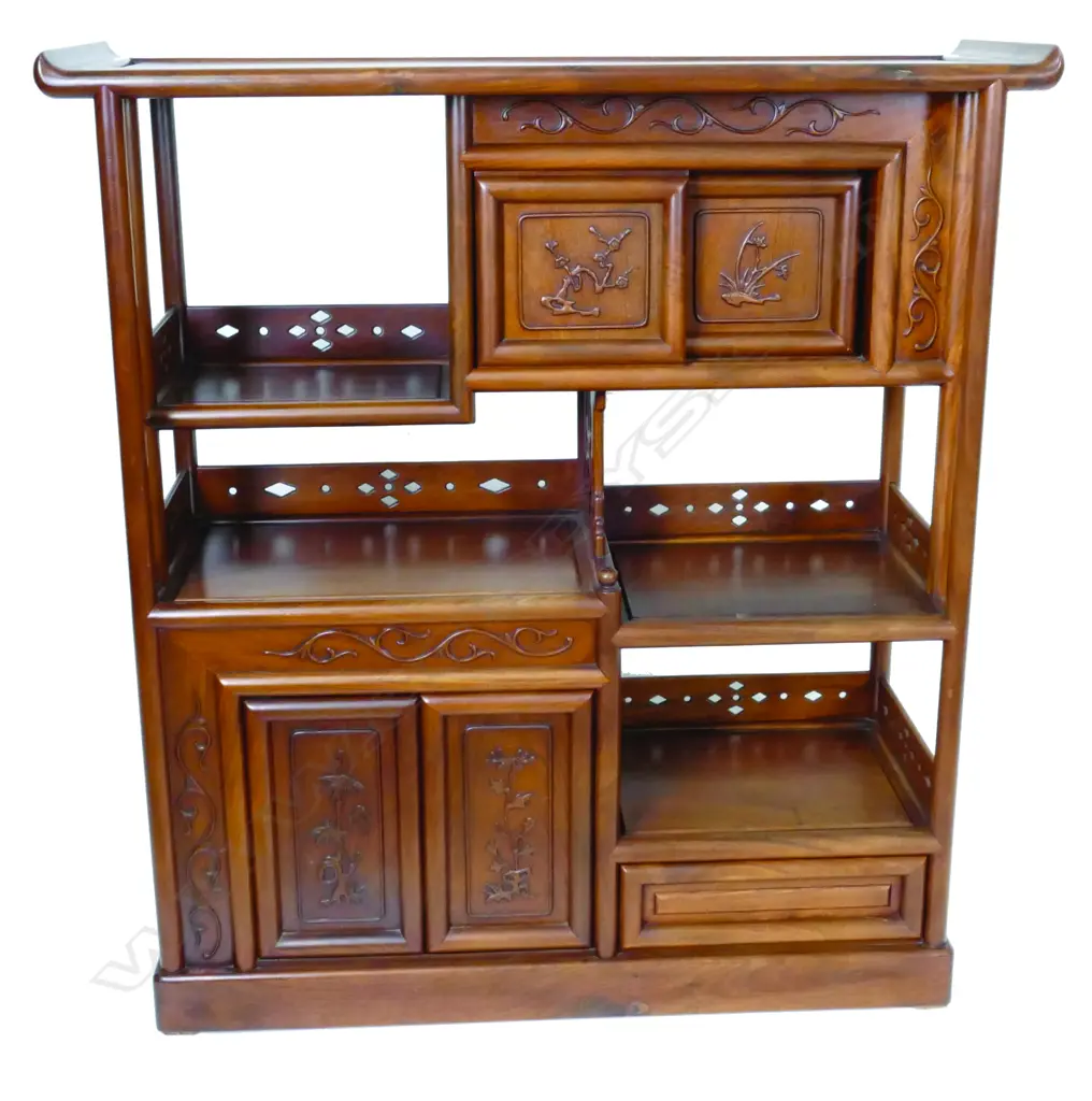 A Chinese yellow rosewood display cabinet Image 1++