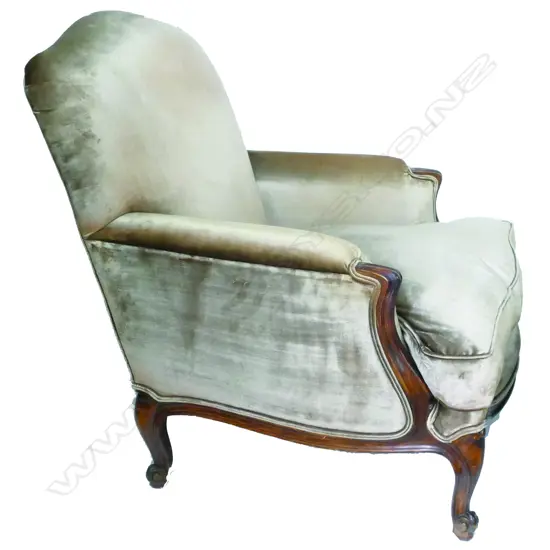 A pair of modern upholstered armchairs of French Louis XV-style