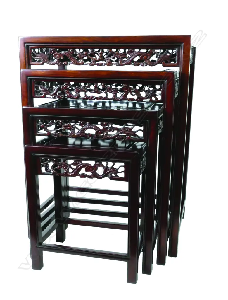 A nest of four good quality Chinese rosewood side tables Image 1++