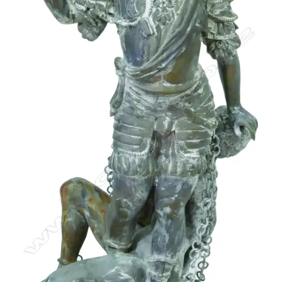 A half life-size bronze sculpture of a conquistador and enchained slave
