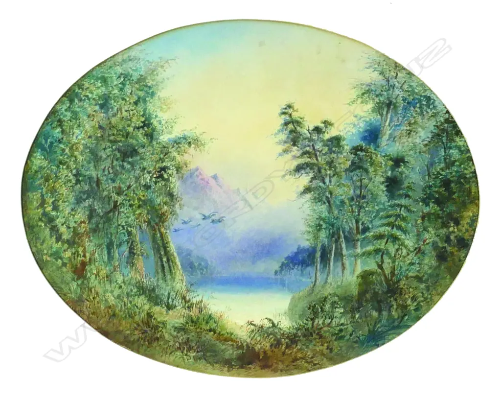 William Henry Raworth (1821-1904) Lake and Mountain Scene Image 1++