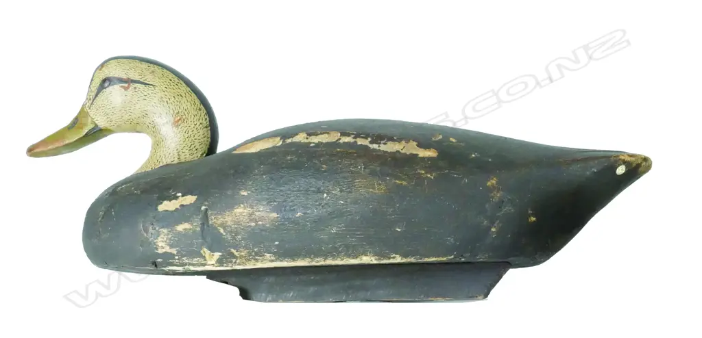 A vintage carved solid wood 18" duck decoy Image 1++