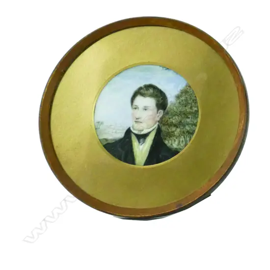 A fine late 19thC portrait miniature on milk glass panel
