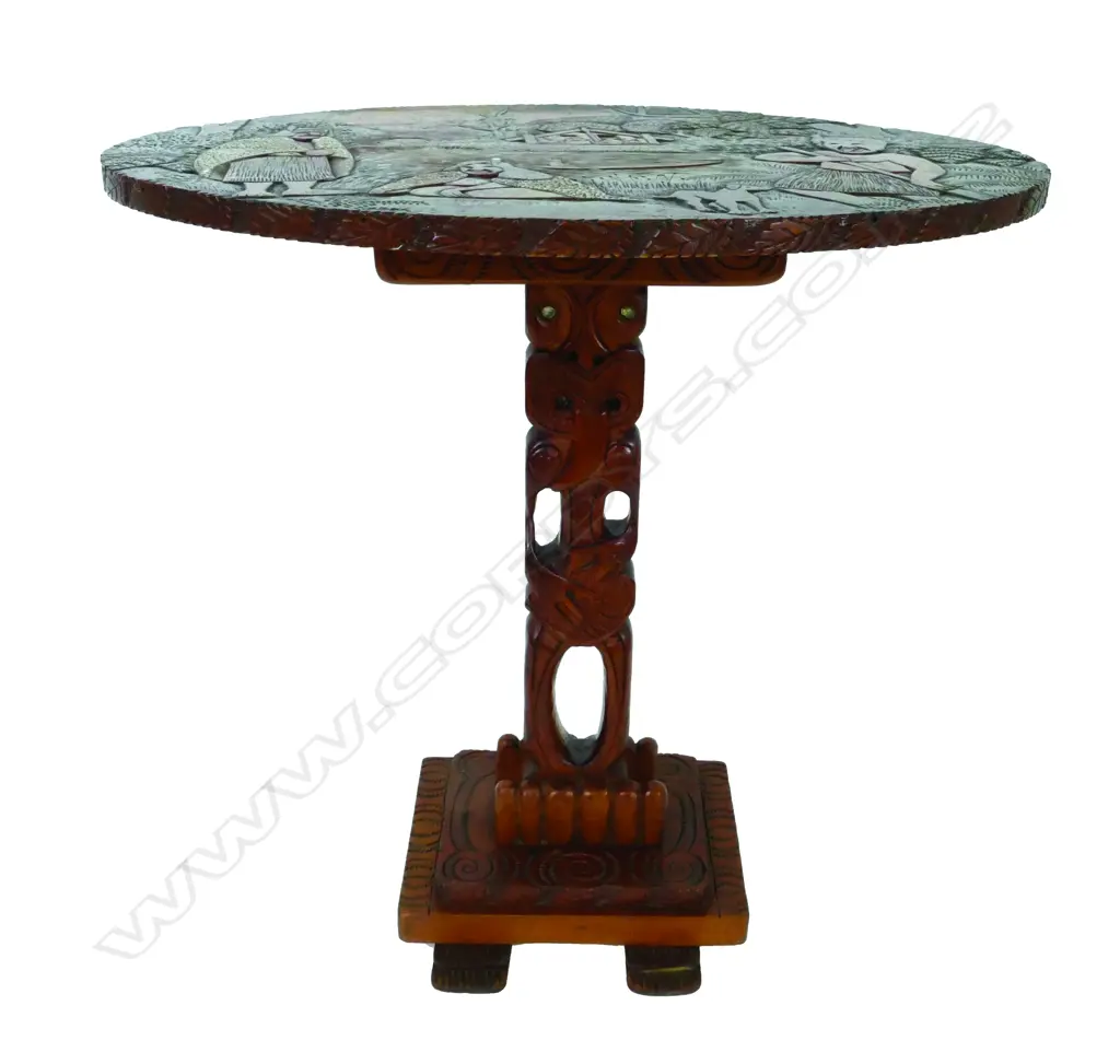 Jane Brenkley Maori carved design side table Image 1++