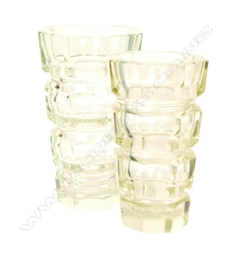 A pair of Josef Hoffmann design glass vases for Moser Image 1++