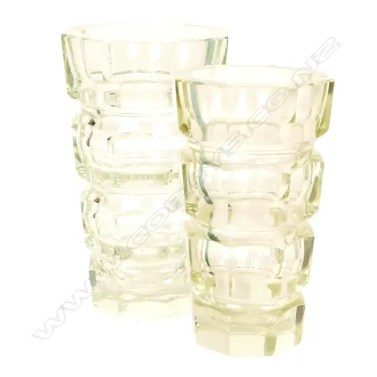 A pair of Josef Hoffmann design glass vases for Moser