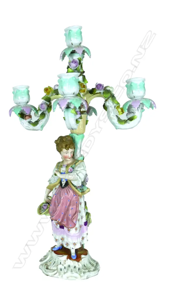 A 19thC German Thuringian porcelain figural five light Image 1++